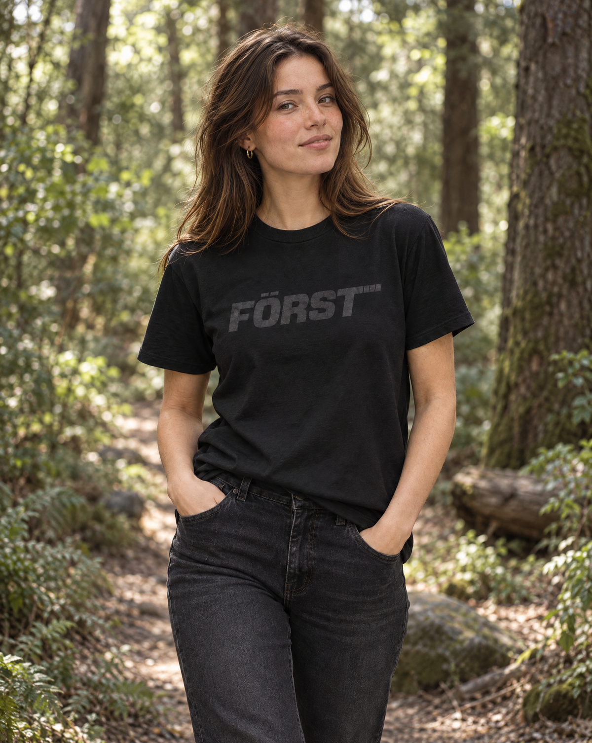 Adult black on black Först logo t-shirt