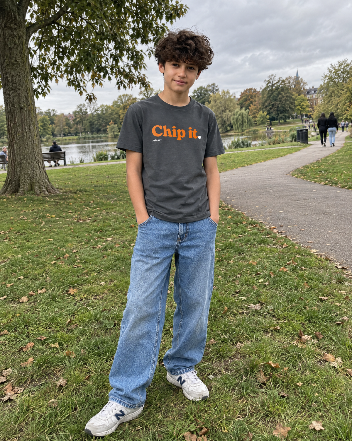 Kids grey Chip It t-shirt